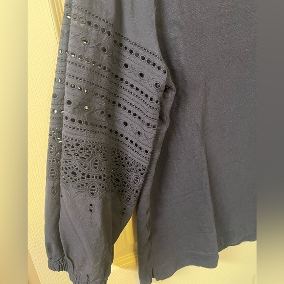 Loft Navy Eyelet Sweater - Picture 3 of 4
